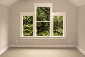 vinyl windows in a bedroom